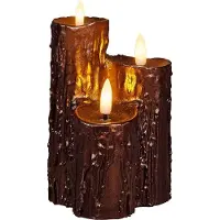 Anna's Collection Led druipkaars 16.5 x 11 cm | Brons | 3D vlam | 3 stuks