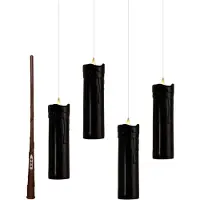 Anna's Collection Zwevende kaarsen op batterijen | 18 x 5 cm | Warm wit | Inclusief toverstok | Zwart | 4 stuks