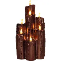 Annas collection Led druipkaars 15 x 25.5 cm | Brons | 3D vlam | 7 stuks