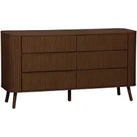 Sweeek - Scandinavisch dressoir gegroefd houteffect 6 lades 150cm - legacy