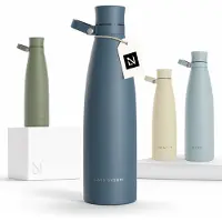 LARS NYSØM Nåde Roestvrijstalen drinkfles 1000ml - BPA-vrije geïsoleerde waterfles 1,00 Liter (Sky Blue)