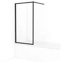 Maxaro Diamond Badwand 80 cm Mat Zwart Helder Glas Omkaderd | Badwand | Glazen Badwand | Badwand Badkamer