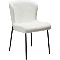 Ebuy24 Glam Dan-Form eetkamerstoel bouclé wit.