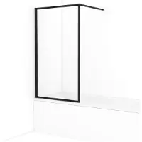 Maxaro Diamond Badwand 85 cm Mat Zwart Helder Glas Omkaderd | Badwand | Glazen Badwand | Badwand Badkamer