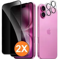 Ntech Privacy screenprotector Geschikt voor iPhone 16 Plus screenprotector Privacy Met iPhone 16 Plus camera lens - Complete bescherming voor iPhone 16 Plus – scherm en camera in één set - 2X