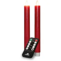 Anna's Collection Oplaadbare dinerkaars 23 cm | Rood | Bewegende vlam | 2 stuks