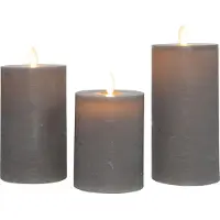 Anna's Collection Oplaadbare led kaarsen 7,5 x 10 cm, 12,5 cm, 15 cm | Taupe | Bewegende vlam | 3 stuks