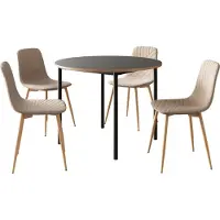 En.casa Eetkamerset tafel Lindesberg Ø100 cm met stoelen Köfering 5-delig []