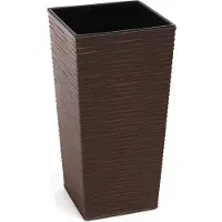 Lamela Bloempot, bloembak van kunststof, plantenbak voor bloemen, binnen en buiten, tuin, balkon, terras, huis, weerbestendig, imitatie rotan (57 cm hoogte, mokka)
