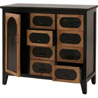 MCW Apothekerskast -O63, kast met lades, opbergruimte, vintage shabby industrial, hout en metaal, 80x91x40 cm ~ behuizing zwart