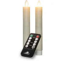 Anna's Collection Led dinerkaars 18 cm | Ivoor | Bewegende vlam | Oplaadbaar | 2 stuks
