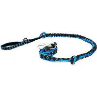 Manmat Canicross Bungee Lijn 140–200 cm Blauw / Zwart – Schokabsorberende Treklijn met Musketonhaak – Geschikt voor Hardlopen & Wedstrijden (ESDRA)