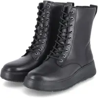 FitFlop Women F-Mode Leather Lace-Up Flatform Ankle Boots All Black-Schoenmaat 42