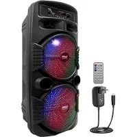 Pyle Party speaker Bluetooth, 600W Draagbare Luidsprekersysteem,Microfoonaansluiting,Partylampen, USB, Radio,Afstandsbediening