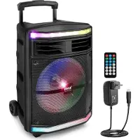 Pyle Bluetooth Luidspreker - Draagbare Speaker met Wielen - 600W -Oplaadbare Batterij - Partyverlichting - MP3, USB, SD-Kaartlezer