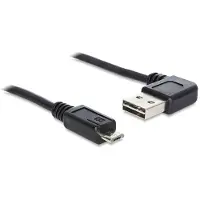 DeLOCK Micro USB naar Easy-USB-A haaks (links/rechts) kabel - USB2.0 - tot 2A / zwart - 1 meter
