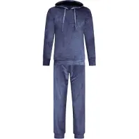 Gaubert Dames Velours Fluweel Huispak Met Capuchon - Loungeset - Joggingpak - Trainingspak - Loungewear Dames - Navy Blauw - Maat M - 2602