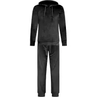 Gaubert Dames Velours Fluweel Huispak Met Capuchon - Loungeset - Joggingpak - Trainingspak - Loungewear Dames - Zwart - Maat S - 2602
