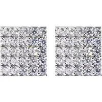 Charme Bijoux ClipOorbellen -Strass -Vierkant 1.5 cm -zilverkleur- geen gaatje-