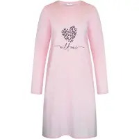 Gaubert Essential Dames Nachthemd Lange Mouw - Premium Gekamd Katoen - Wild One Panterprint - Roze - Maat L - GB-6809