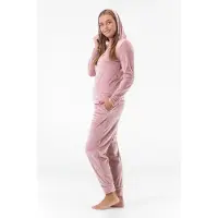 Gaubert Dames Velours Fluweel Huispak Met Capuchon - Loungeset - Joggingpak - Trainingspak - Loungewear Dames - Dusty Roze - Maat XL - 2602