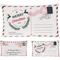 Home & Styling Kussen Kerst Envelop 50x30cm Wit wit Polyester Sierkussen