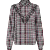 ONLY Blouse 'ONLEVIA CHECK' antraciet / roestrood / wit