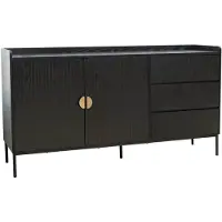 Oviala - Dressoir met 2 deuren en 3 laden in staal en MDF met zwart decor - Dakota
