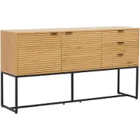 Oviala - Dressoir 2 deuren en 3 laden melamine decor 160 cm hout en zwart - Judith