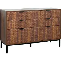Oviala - 6-laden ladekast van MDF met donkerhouten melamine decor - Dave