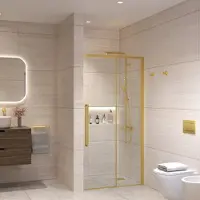 Sanivo Nisdeur nova soft close 150x200 cm geborsteld messing goud helder nano 8 mm