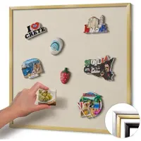 Wallfluent - Beige Magneetbord in Stijlvolle Kleuren - 50 cm x 50 cm - Magneetbord met Gouden Frame - Lichtbeige kleur - Magnetisch Wandbord - Memobord Magnetisch - Magnetisch Bord Kindvriendelijk