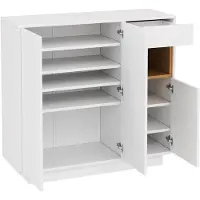 Merax Schoenenkast met Lade LED Verlichting en Verstelbare Planken Wit Houtkleur 105x39,5x100,5 cm