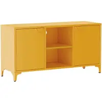 Oviala - Moderne buffetkast met 2 deuren L120 cm van geel metaal - Funky