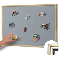 Wallfluent - Grijs Magneetbord in Stijlvolle Kleuren - 100 cm x 70 cm - Magneetbord met Gouden Frame - Grijze kleur - Magnetisch Bord Muurbevestiging - Magnetisch Wandbord - Memobord voor Keuken