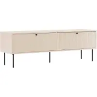 Oviala - TV-meubel met 2 deuren in staal en MDF-melaminedecor 150 cm beige - Romeo
