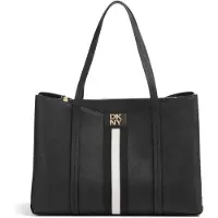DKNY Leren schoudertas Nuri Tote Bag Black / Gold zwart