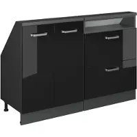Vicco R-Line Keukenkast voor schuine wand – 120 cm Set van 2 Hoogglans zwart/antraciet
