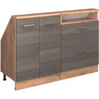 Vicco R-Line Keukenkast voor schuine wand – 120 cm Set van 2 Edel grijs/gouden eik