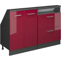 Vicco R-Line Keukenkast voor schuine wand – 120 cm Set van 2 Rood hoogglans/antraciet