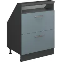 Vicco R-Line Keukenkast voor schuine wand – 60 cm met 2 laden Blauw-grijs/antraciet