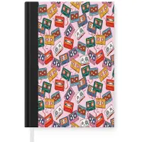MuchoWow Notitieboek - Schrijfboek - Cassette - Patroon - Roze - Notitieboekje klein - A5 formaat - Schrijfblok