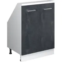 Vicco R-Line Keukenkast voor schuine wand – 60 cm met 2 deuren Zwart beton/wit