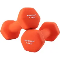 Songmics Hexagon dumbbells voor thuis met neopreen coating, Oranje / 2 x 1.5 kg