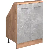 Vicco R-Line Keukenkast voor schuine wand – 60 cm met 2 deuren Beton/gouden eik