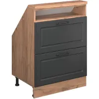 Vicco R-Line Keukenkast voor schuine wand – 60 cm met 2 laden Antraciet Landhuis/Goud Kraft Eik