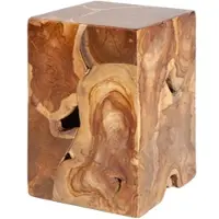 Invicta Massieve bijzettafel SQUARE 30cm teakhouten kubuskruk - 39225