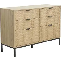 Oviala - 6-laden ladekast van MDF met licht houtmelamine decor - Dave