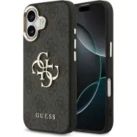 GUESS 4G Metal Logo Backcover voor de Apple iPhone 17 - Gold Edge - Black