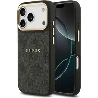 GUESS Classic 4G Logo Backcover met MagSafe voor de Apple iPhone 17 Pro Max - Zwart